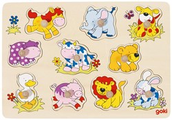 Goki Houten Noppenpuzzel Dieren Baby