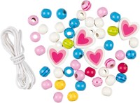 Goki set de perles en bois - jouet créatif coloré pour enfants-3