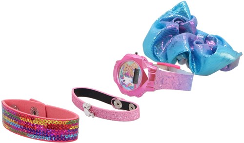 Accutime montre enfant Barbie LCD avec accessoires et scrunchie coffret cadeau-2
