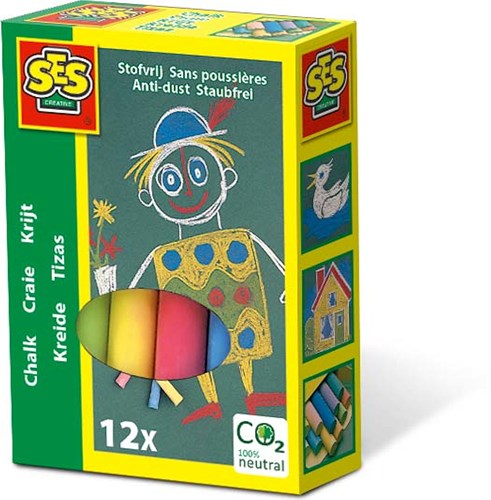 Ses krijt set 12 kleuren - stoepkrijt voor kinderen