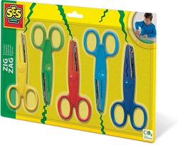 Ses zigzag scharen - kartelschaar set - creatieve kinderscharen 5 stuks