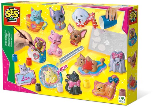 Ses 01154 Moulage en plâtre pailleté Chien Chat