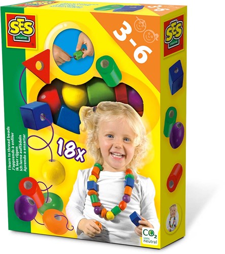 Ses jeu de laçage Montessori - perles en bois jouet sensoriel 18 pièces