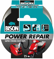 Bison ducttape Power Repair grijs - 25 meter - supersterk en waterdicht