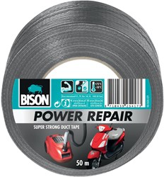 Bison duct tape grijs 50 meter - super sterke reparatietape voor binnen en buiten