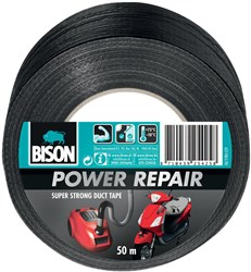 Bison duct tape zwart 50 meter - Power Repair tape voor buiten