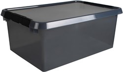 Opbergbox Comfortline grijs zwart 45L kunststof met deksel