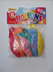 Globos ballons anniversaire chiffre 65 multicolore 8 pièces latex