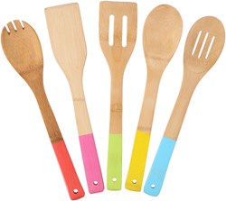 Bamboe keukengereedschap set 5-delig bruin keukenaccessoires bamboe