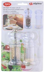 Alpina Moulin à poivre et salière - Transparent - Set de cuisine 2 pièces