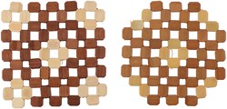 Alpina houten pannenonderzetter bruin 19x19cm en 21cm assorti
