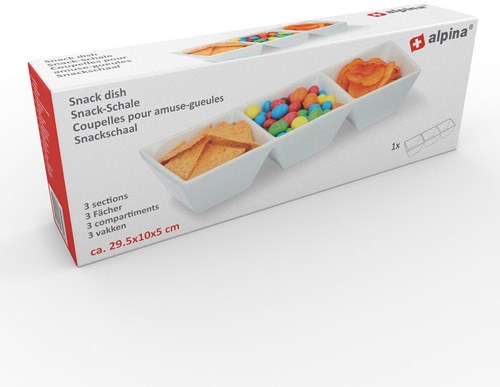 Alpina snackschaal porselein wit 29,5x10x5cm serveerschaal
