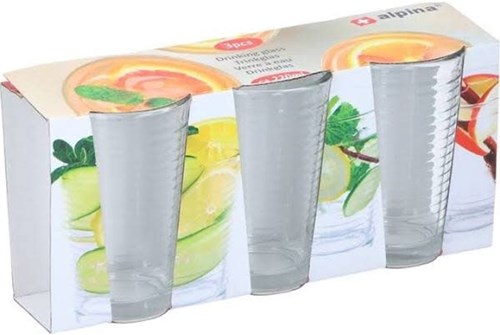 Alpina drinkglazen set stapelbaar 220ml transparant 3 stuks glas