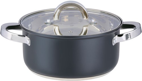 Alpina kookpan inductie 21cm 3.6L - zwarte pan met deksel