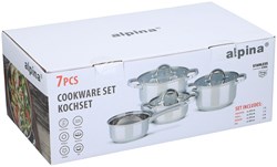 Cilgro pannenset RVS kookpannen met glazen deksel 7-delig zilver