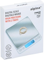 Alpina digitale keukenweegschaal RVS met 2 bakjes - Precisie weegschaal