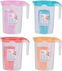 Alpina schenkkan set kunststof blauw met 6 bekers 1,75L 300ml