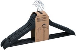 Alpina kledinghangers zwart hout 5 stuks - anti slip broekhanger