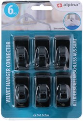 Alpina kledinghanger verbinder zwart kunststof 6 stuks organizer