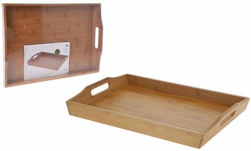 Plateau en bambou rectangulaire 43x29x5 cm bois clair durable