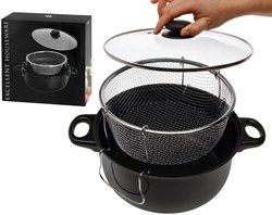 Frituurpan met glazen deksel zwart - frituurpan keuken 26cm