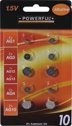 Batterij knoopcel alkaline set - 10 stuks - diverse formaten
