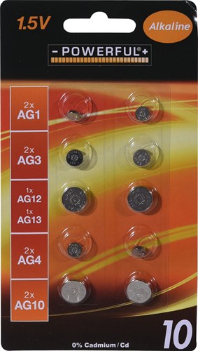 Batterij knoopcel alkaline set - 10 stuks - diverse formaten