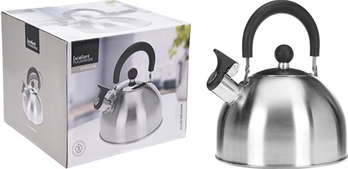 Koopman bouilloire sifflante inox 2,5 litres - bouilloire argentée