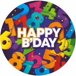 Borden chiffres 18cm - Assiettes de fête Happy Birthday 8 pièces papier