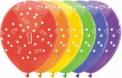 Ballonnen cijfers verjaardag 1 jaar - 6 stuks kleurrijk feest
