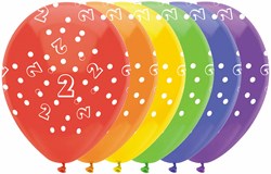Ballonnen cijfers verjaardag 2 jaar - set van 6 kleurrijke ballonnen