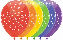Ballonnen cijfers verjaardag 4 jaar - 6 stuks kleurrijke feestballonnen