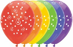 Ballonnen cijfers verjaardag 6 jaar - set van 6 kleurrijke ballonnen
