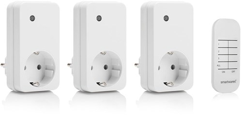 Smartwares kit d'interrupteurs sans fil avec télécommande - 3 prises intelligentes pour la maison connectée
