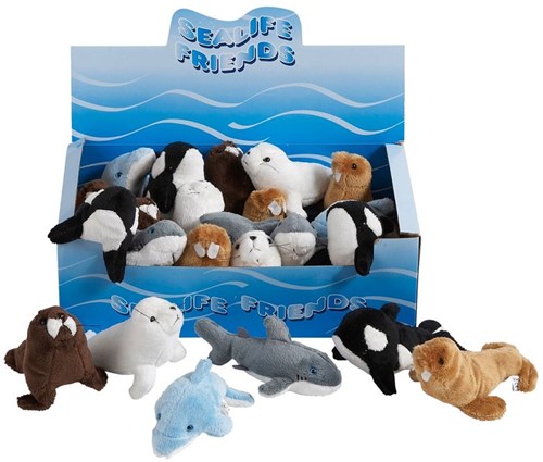 Harlekijn knuffel zeedieren - zachte pluche speelgoed 12 cm - assorti