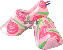 Harlekijn pantoffels kind tulpen print roze maat 25-30 sloffen