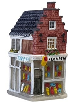 Harlekijn 3D Hollandse gevelhuisjes Klompen polystone decoratie 5,5 cm