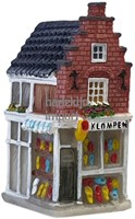 Harlekijn 3D Hollandse gevelhuisjes Klompen polystone decoratie 5,5 cm