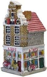 Harlekijn 3D Hollandse gevelhuisjes Bikes polystone decoratie 5,5 cm
