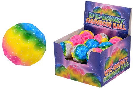 Johntoy stuiterbal regenboog maan 7cm rubber speelgoed