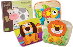 Jouéco puzzle animaux en bois - jouet éducatif animaux dès 2 ans