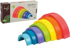 Jouéco arc-en-ciel en bois tour à empiler 7 pièces jouet Montessori