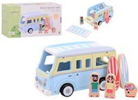 Jouéco jouet bus de plage en bois - bus rétro avec accessoires