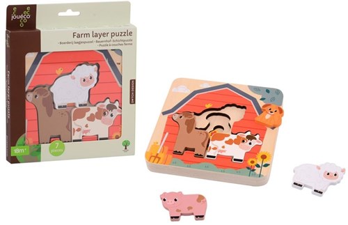 Jouéco puzzle en bois ferme à couches jouet éducatif-2
