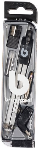 Bruynzeel set de compas 5 pièces avec adaptateurs et taille-crayon