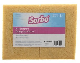 Sorbo spons viscose large duo-pack - Gele schoonmaaksponsen set