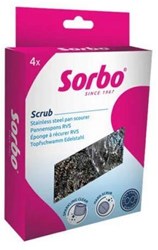 Sorbo éponge grattoir inox - éponge à récurer pour casseroles et plats - 4 pièces