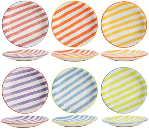 HIT Trading vaisselle assiette en céramique 19cm Summer Stripes rayée