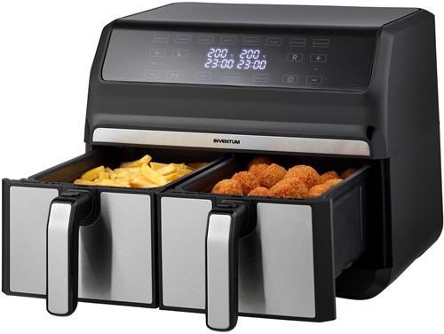 Inventum hetelucht friteuse dubbele airfryer 2x4L zwart 1700W keuken