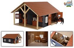 Écurie jouet Kids Globe avec 2 boxes et espace de rangement échelle 1:24